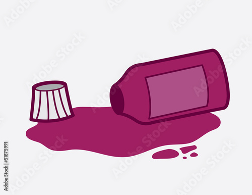 Purple medicine bottle spilled over