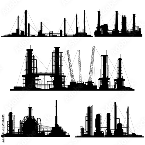 Silhouettes of units for industrial part of city.