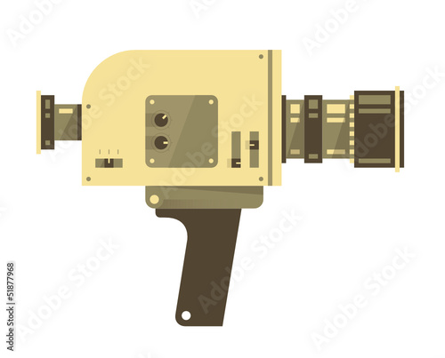 Vintage video camera isolated on white. Vector illustration