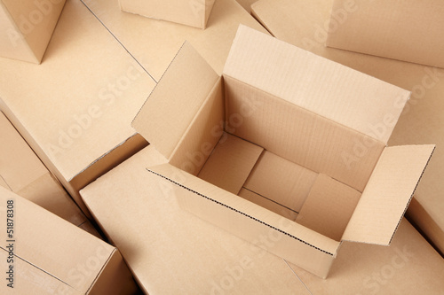 Cardboard boxes background © andersphoto