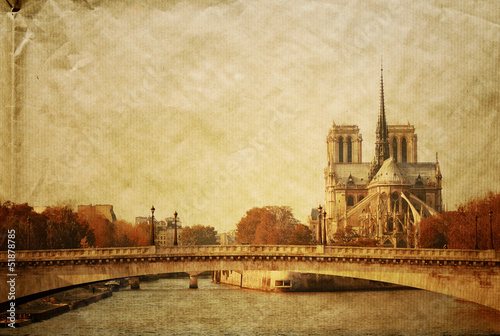 Photography retro style Notre Dame Cathedral in paris