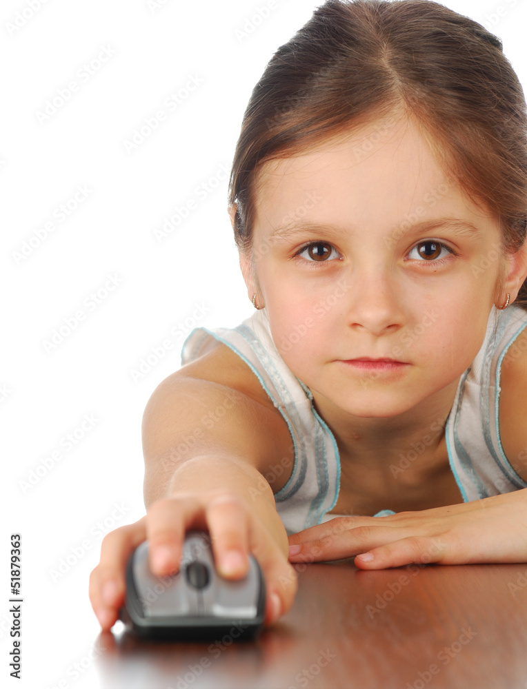 Girl with her computer mouse