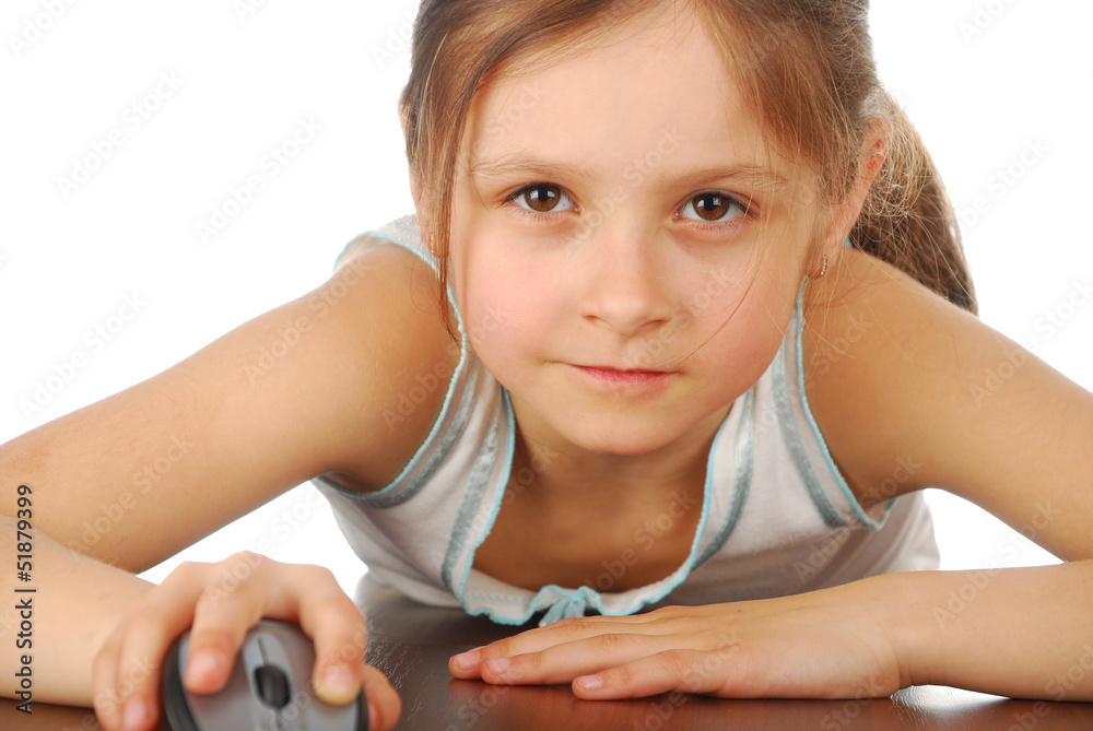Girl with her computer mouse