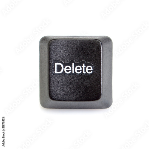 Delete key from the computer keyboard. On a white background.