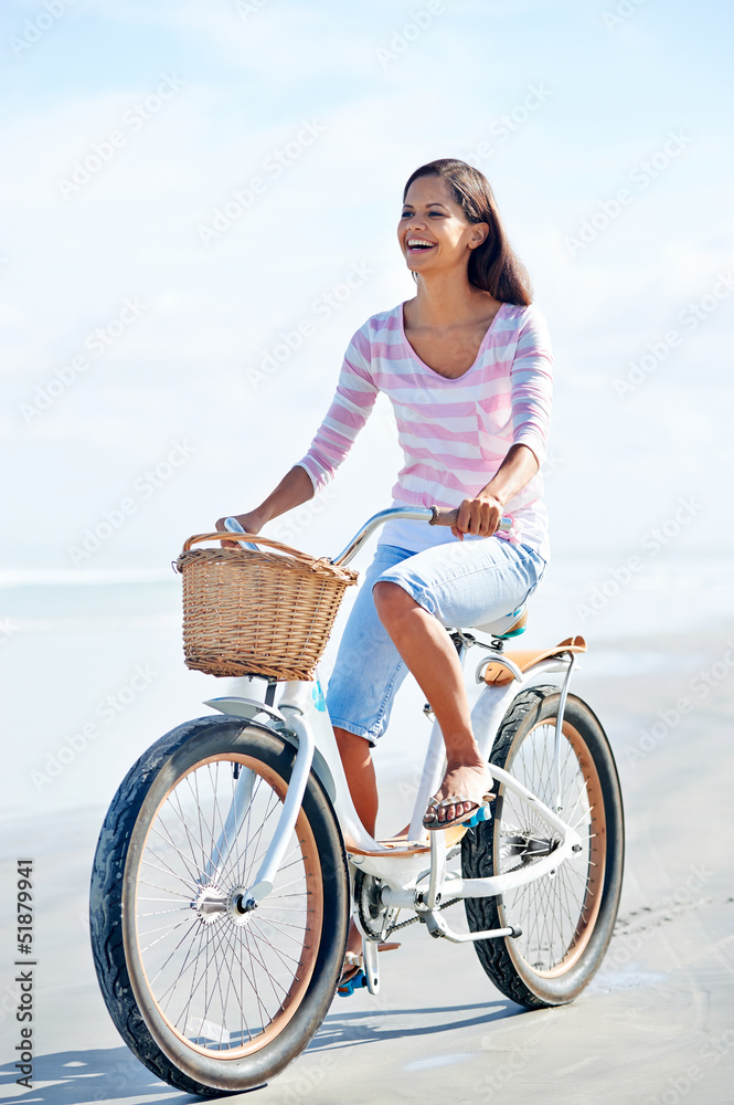 Fototapeta premium beach bicycle woman