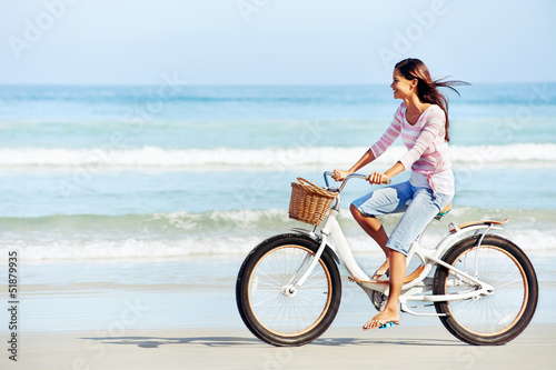 beach bicycle woman