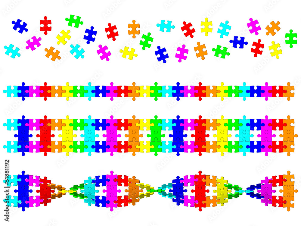 Colored DNA spiral from puzzle - concept