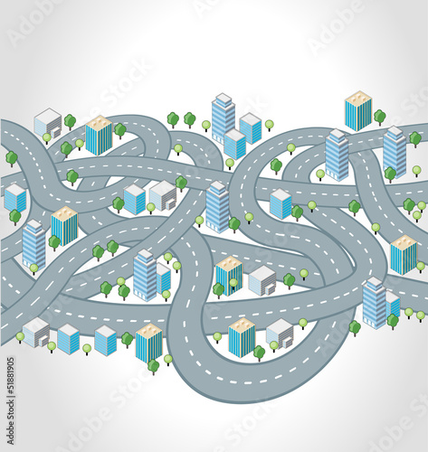Crazy streets, highways and junctions of a isometric city