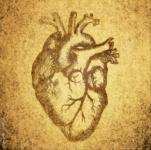 heart drawing on grunge texture background