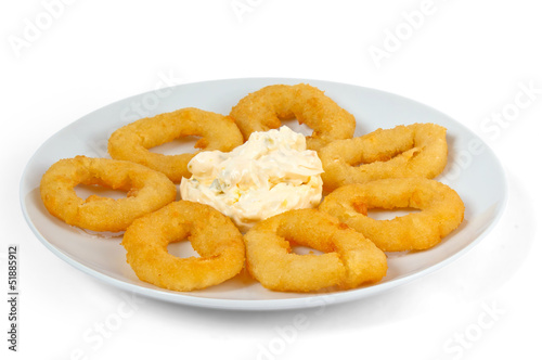 tasty fried donuts rings isolated on white background