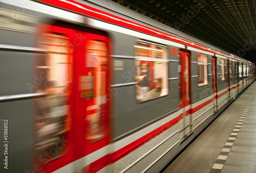 Obraz na plátně Metro train in motion