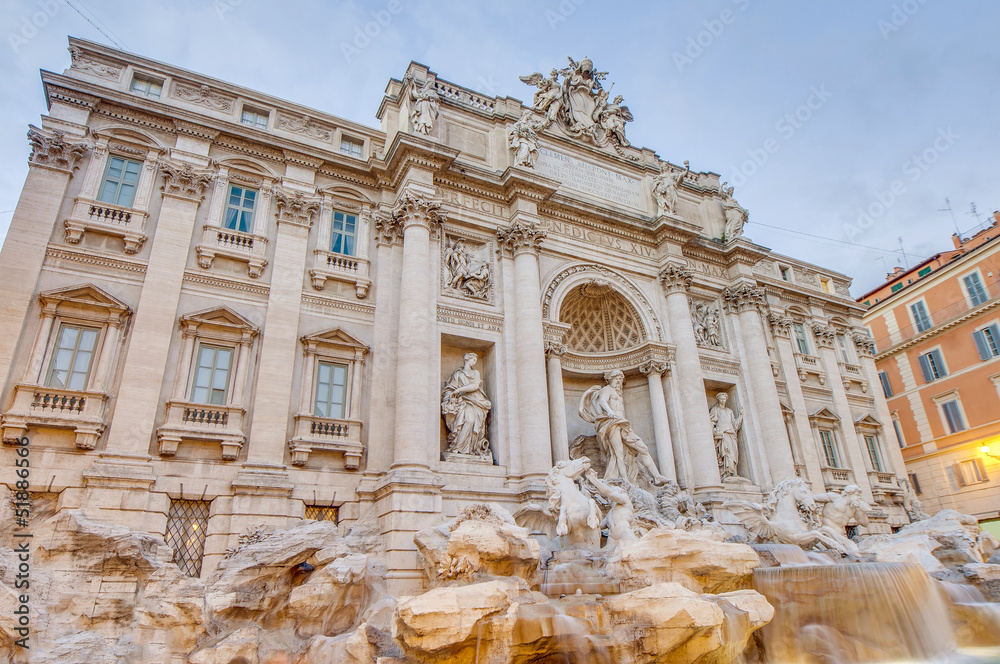 Trevi Fountain, the Baroque fountain in Rome, Italy.