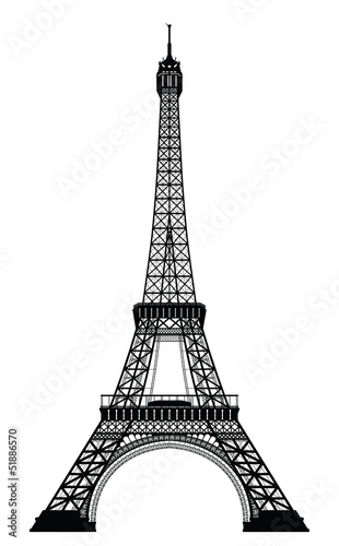 Fototapeta Naklejka Na Ścianę i Meble -  Eiffel Tower Black Silhouette Vector Illustration