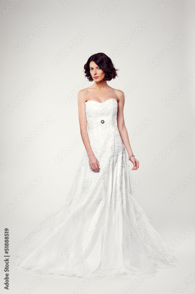 bride in white long dress