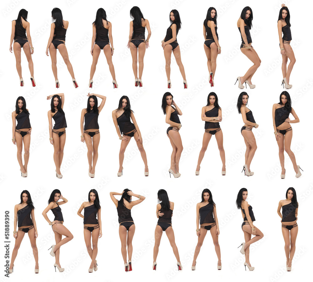 álbum de recortes debate menta collage Beautiful babe with sexy booty in a black bikini foto de Stock |  Adobe Stock