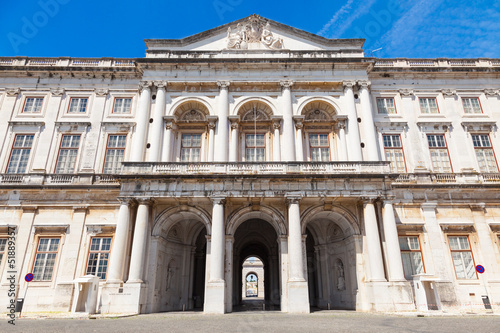 The Ajuda National Palace of Lisbon, Portugal. Eastern facade