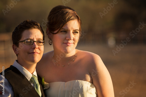 Grinning Lesbian Newlyweds