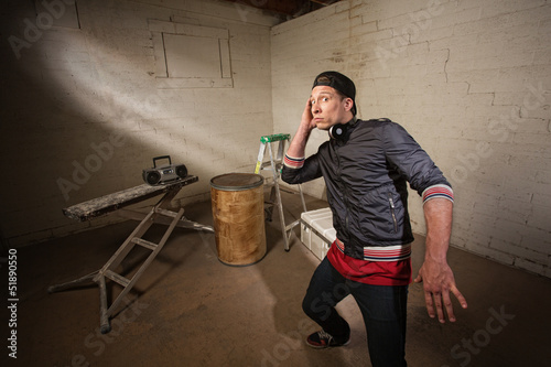 Man Listening to Radio