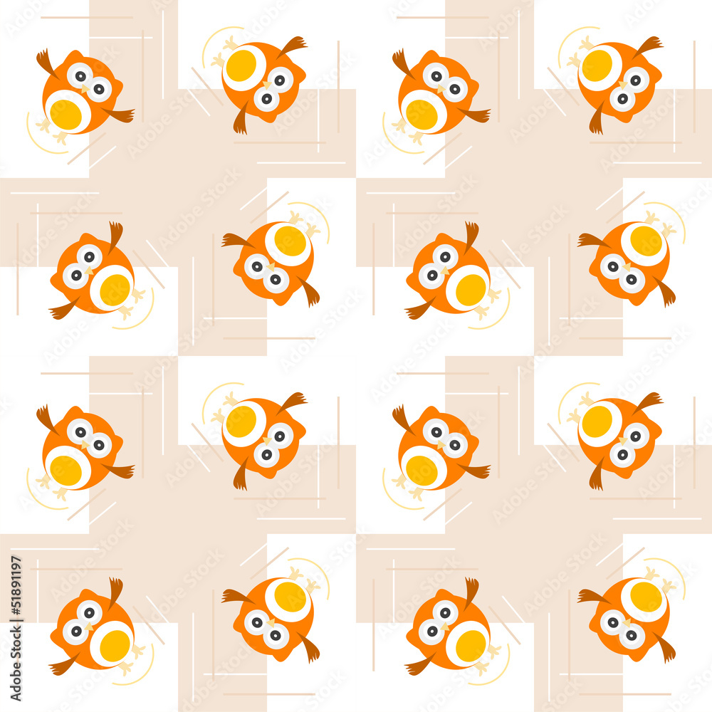 Seamless orange owl illustration pattern for kids Seamless orange owl illustration pattern for kids