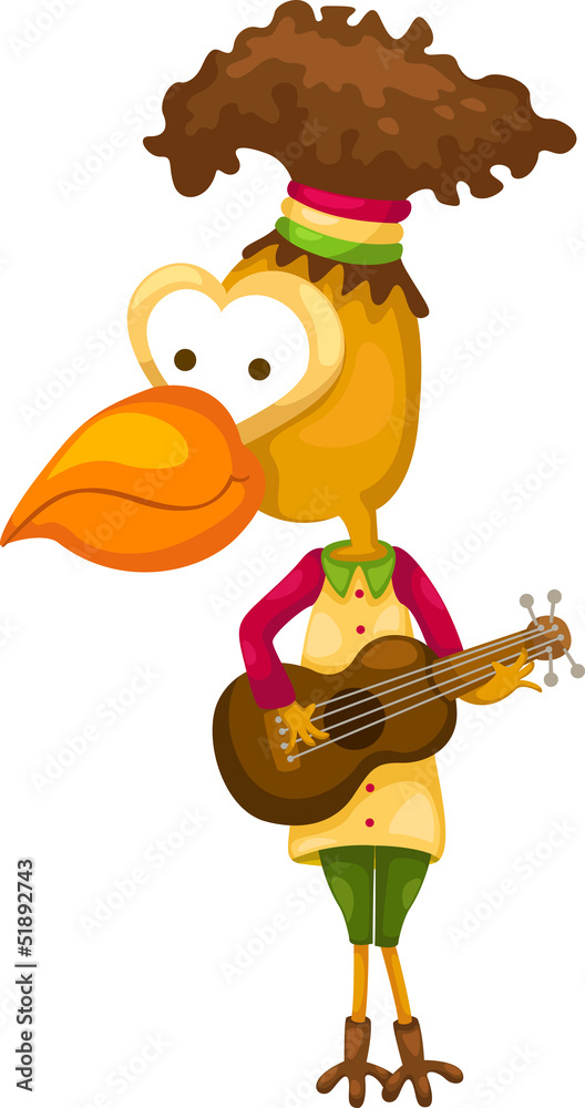 Illustration of a cartoon bird singing vector
