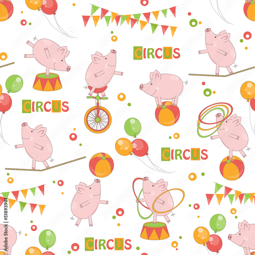Baby colorful seamless pattern with little cute pig Baby colorful seamless pattern with little cute pig