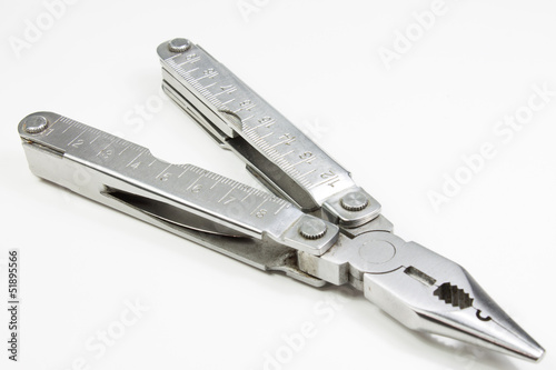 Swiss army knife. Isolated on white background photo