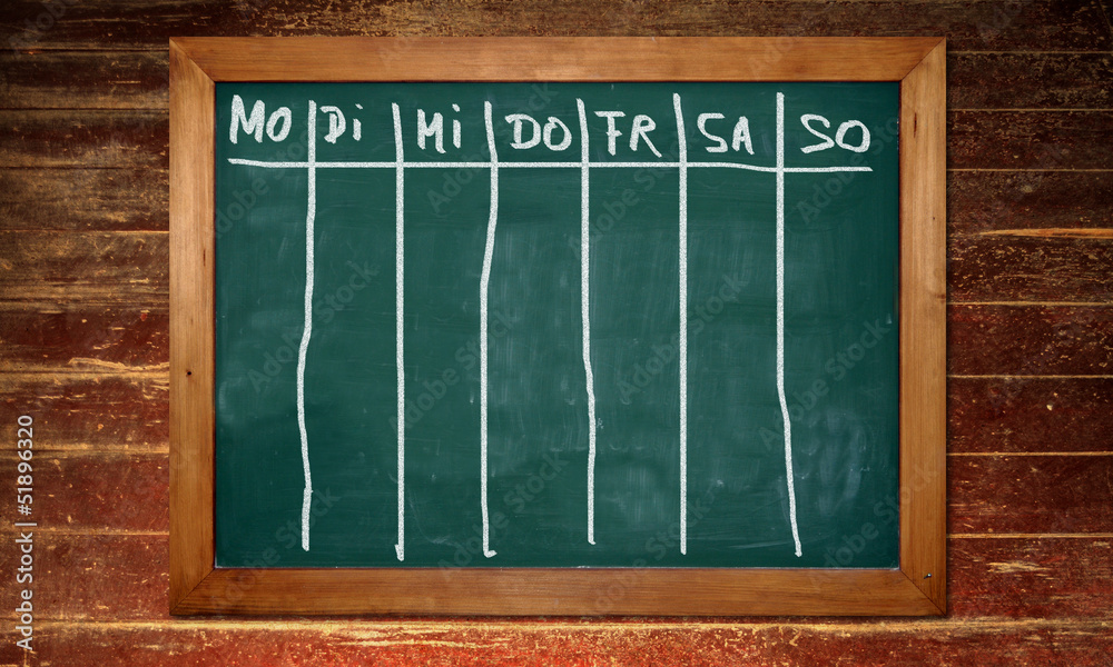 Obraz premium Kreidetafel - Wochenübersicht