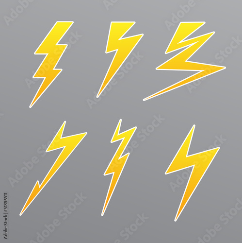 thunder set icon vector
