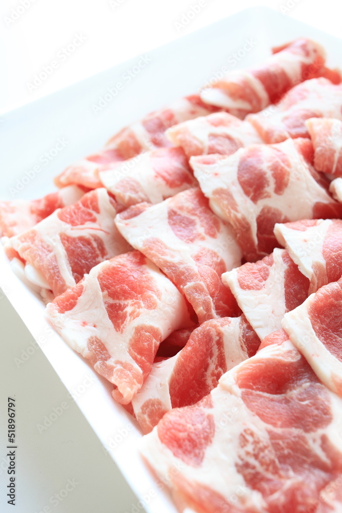 freshness slided pork on food tray freshness slided pork on food tray
