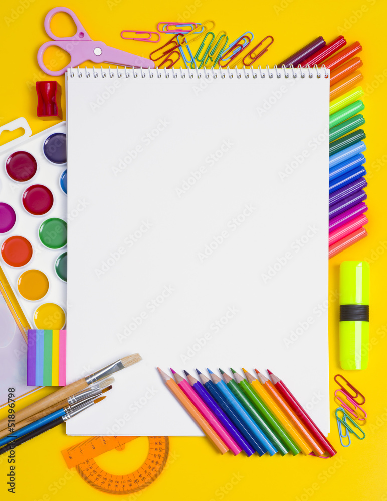 Fototapeta premium Composition of drawing and painting tools