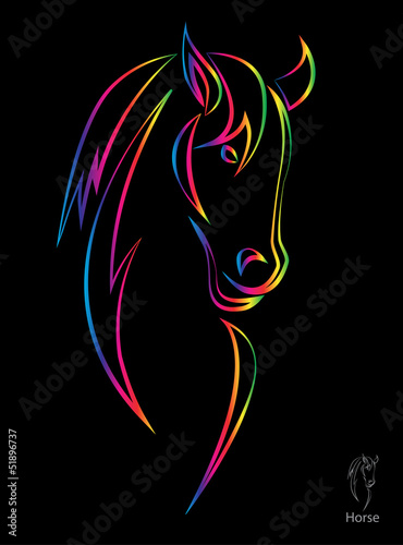 Vector image of an horse on black background