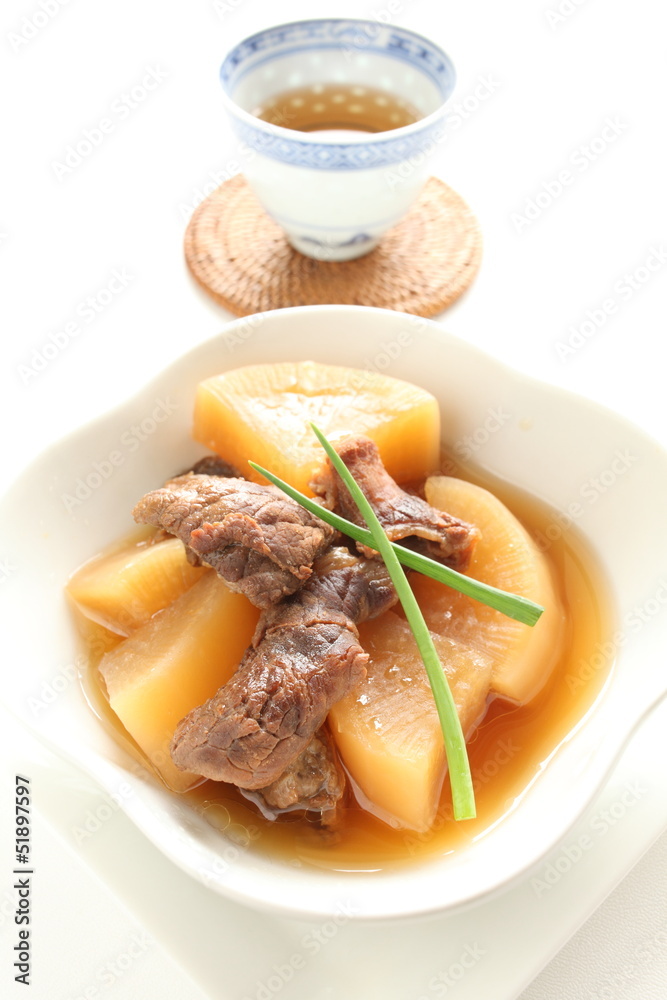 chinese cuisine, simmered beef tendon with radish chinese cuisine, simmered beef tendon with radish