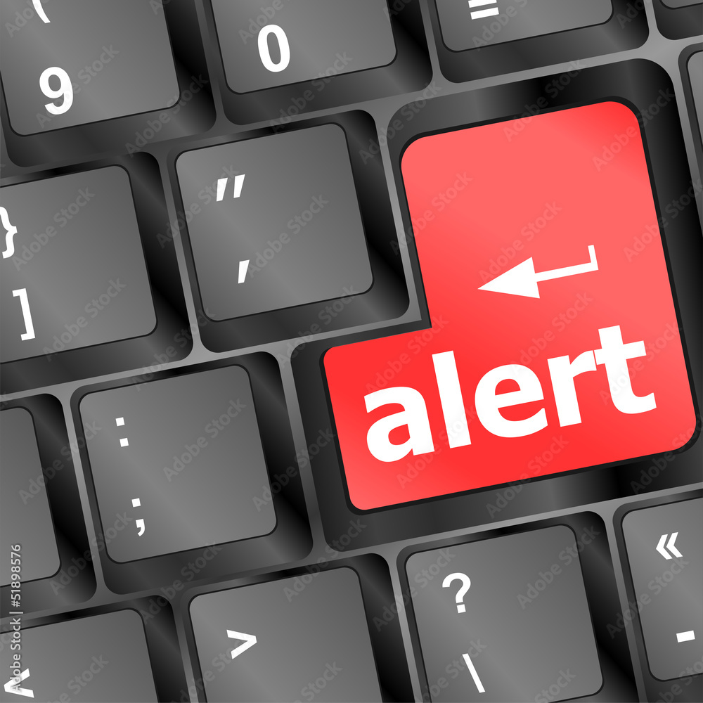 Computer keyboard with attention key alert - business background Computer keyboard with attention key alert - business background