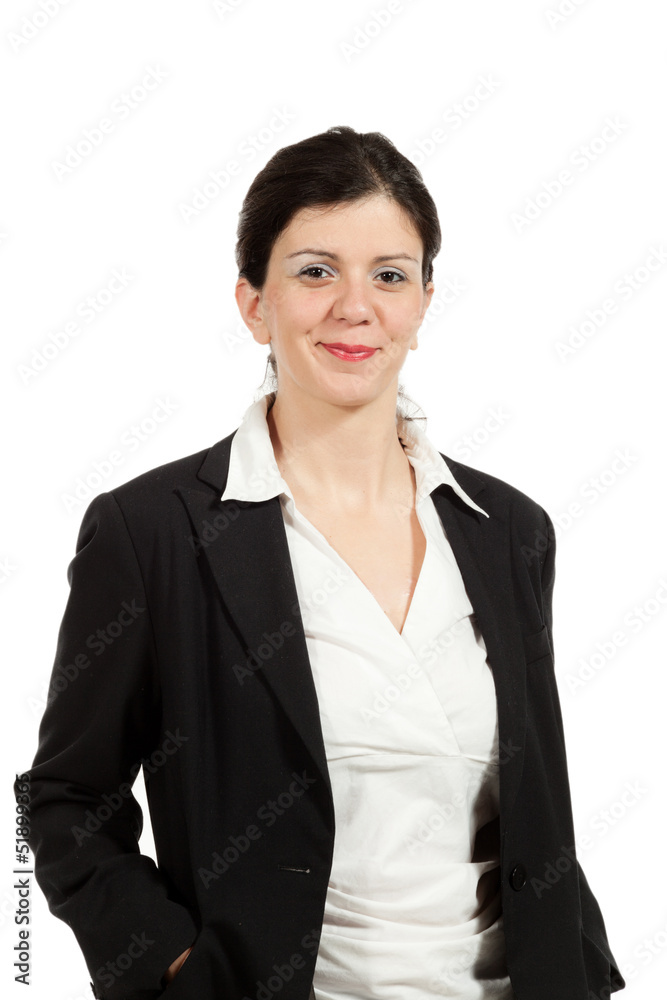 nice woman with black jacket, portrait in studio nice woman with black jacket, portrait in studio
