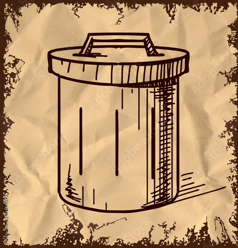 Outdoor trash bin isolated on vintage background