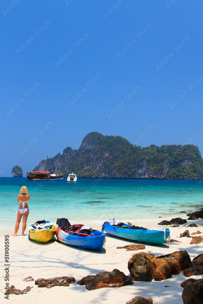 kayaks at the tropical beach Kingdom Thailand kayaks at the tropical beach Kingdom Thailand