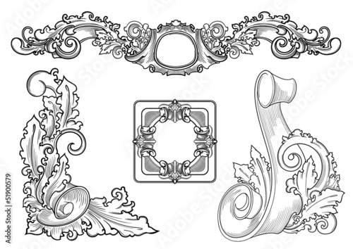 design elements in old style ,vector set