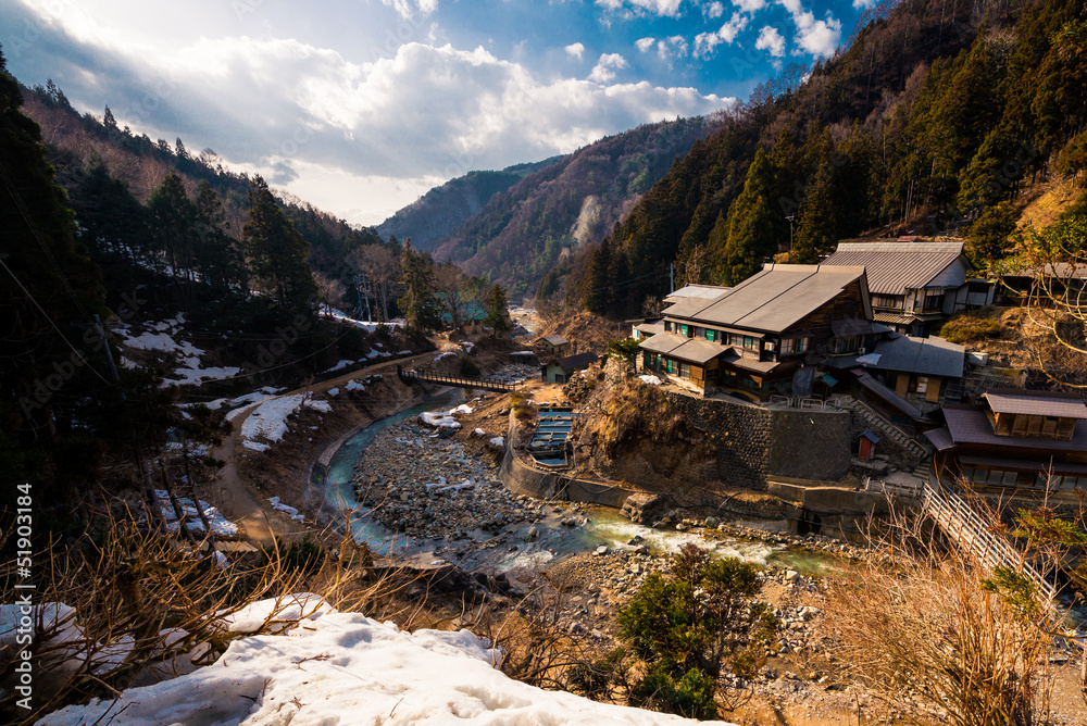 Fototapeta premium River flows in the valley