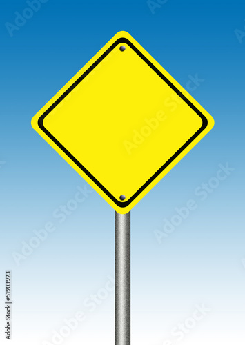 Blank yellow traffic sign
