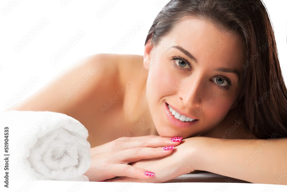 beautiful woman in the spa salon. isolated beautiful woman in the spa salon. isolated