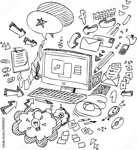 computer and office objects