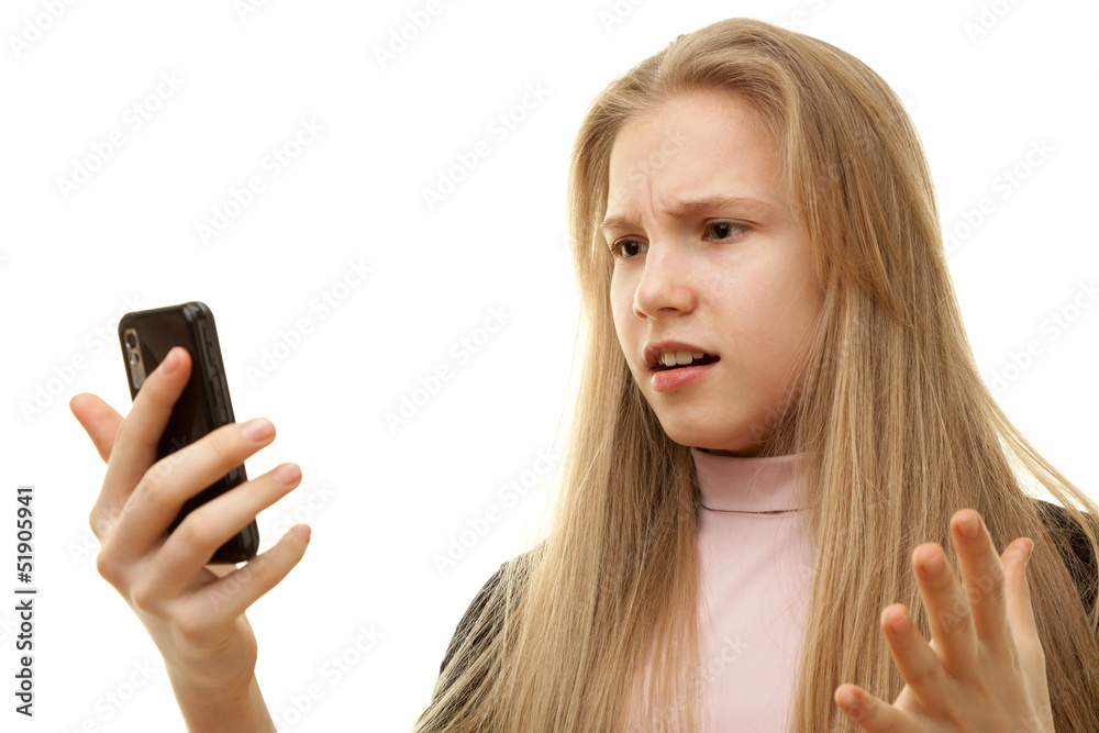 Teenager girl and mobile phone Teenager girl and mobile phone