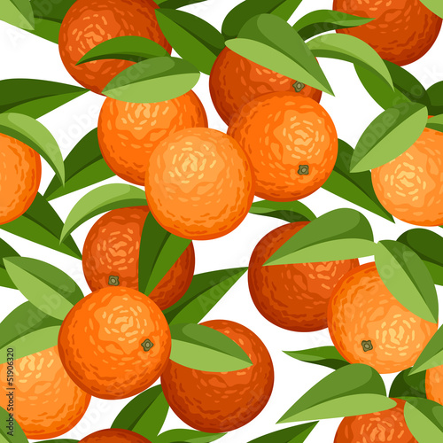 Seamless background with oranges. Vector illustration.