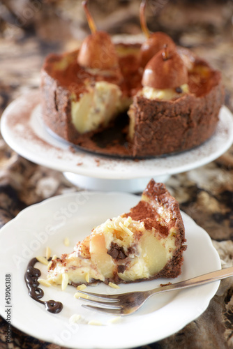 Wallpaper Mural Torte gefüllt mit Birnen, Pudding und Schokolade Torontodigital.ca