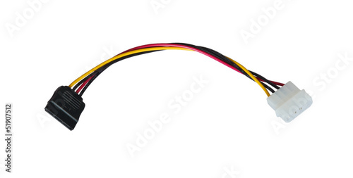 Serial ata power supply cables isolated on white