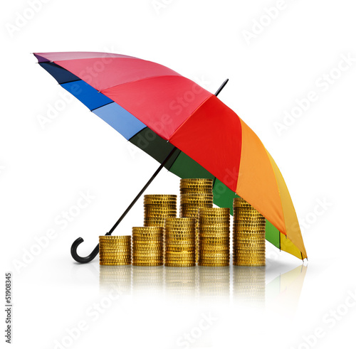 Regenschirm mit Münzen