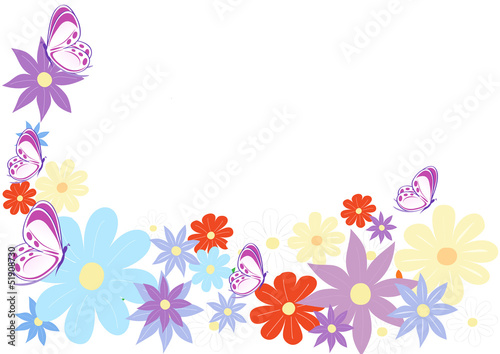 sfondo fiori colorati e farfalle