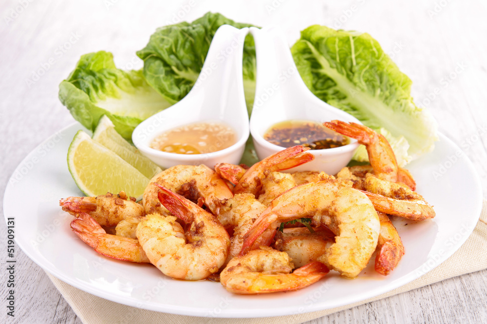 fried shrimp with curry fried shrimp with curry