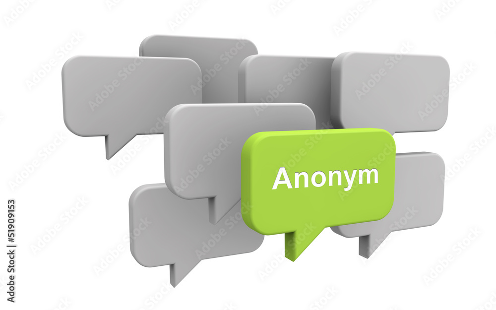 Sprechblasen mit Anonym - Konzept Freiheit