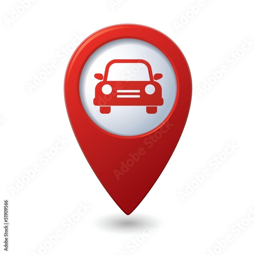 Map pointer with car icon